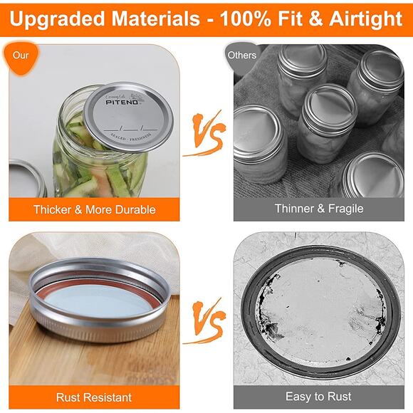 Mason Canning Lids 24 Count Regular Mouth for Ball, Kerr Jars Split Type Metal - Picture 5 of 11